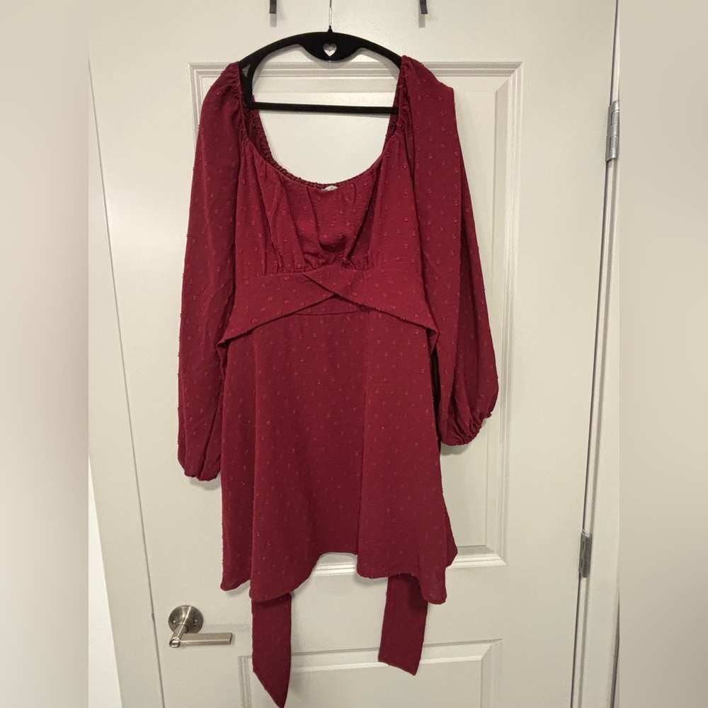 ARULA Burgundy Long Sleeve Dress